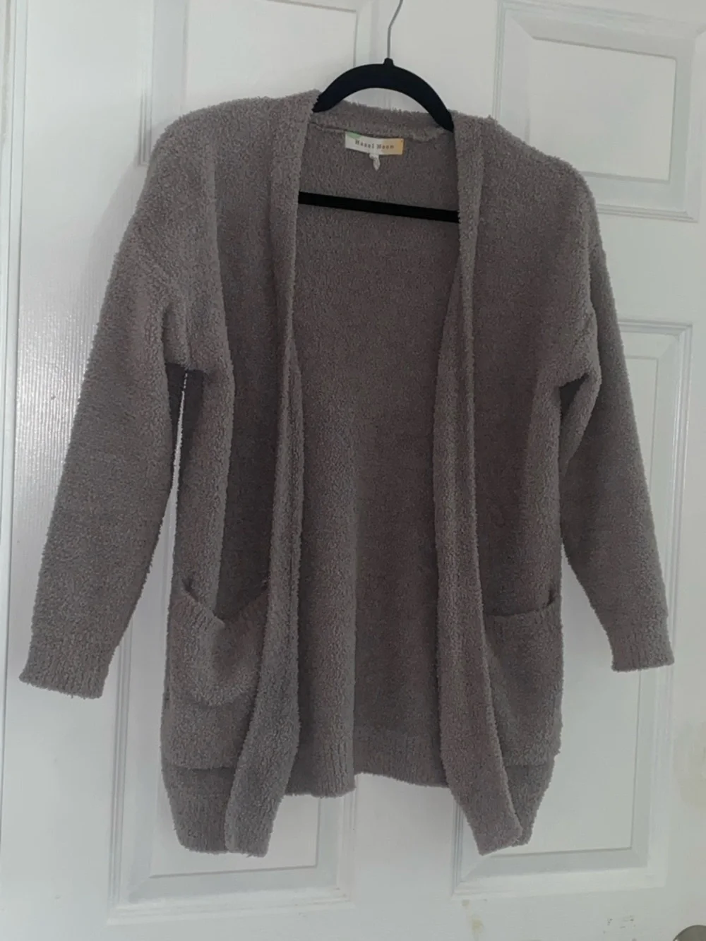 Hazel moon gray fuzzy cardigan sweater XS